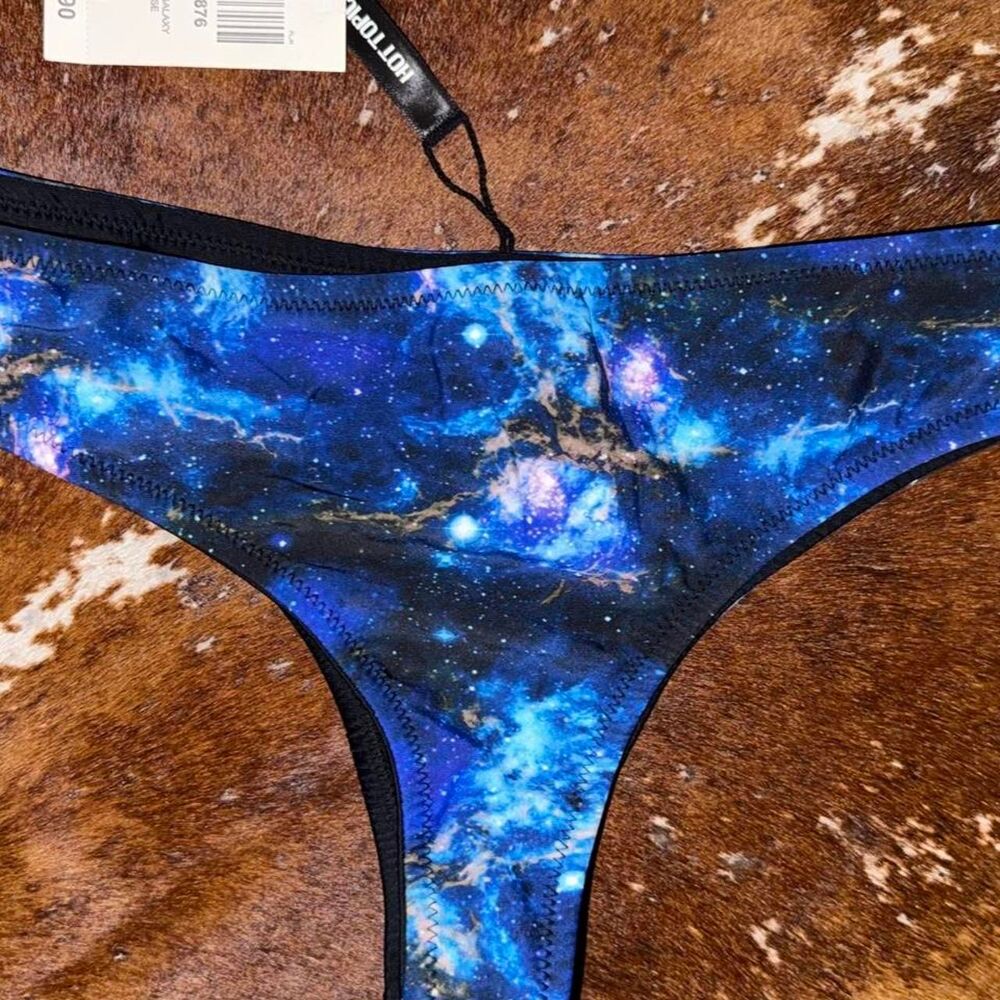 Hot Topic Women's New Reversible blue galaxy cheeky bikini bottoms Size S